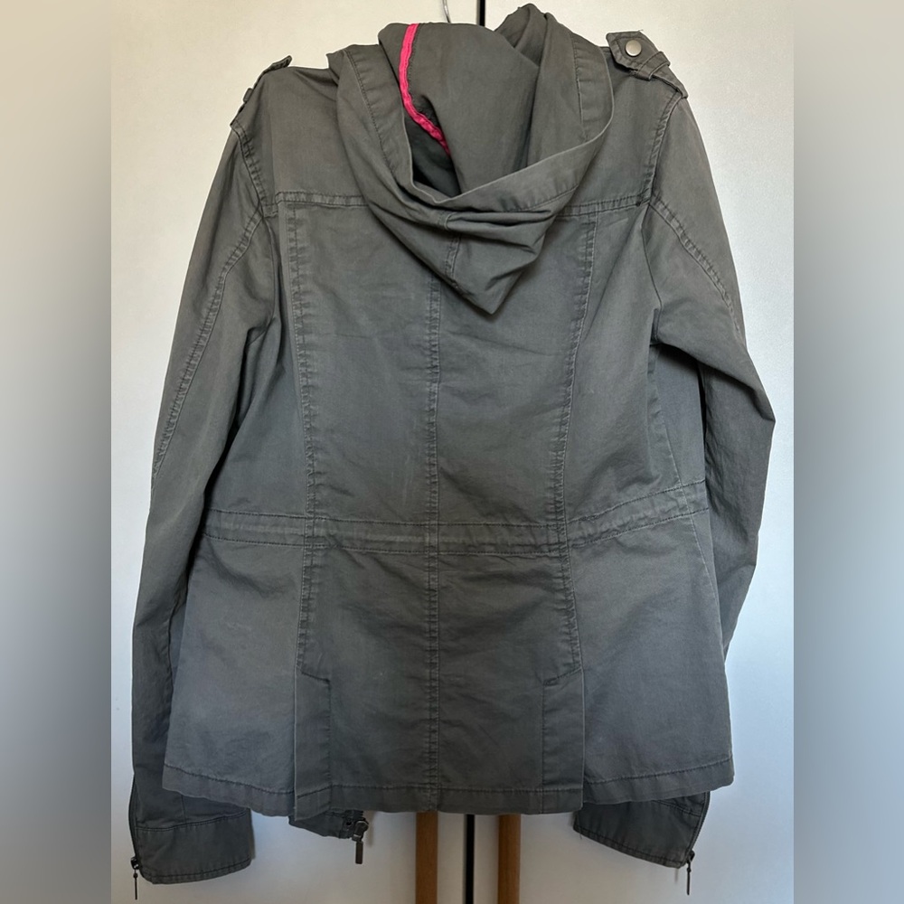 Bongo Women’s Utility Gray Jacket Lightweight Hoo… - image 5